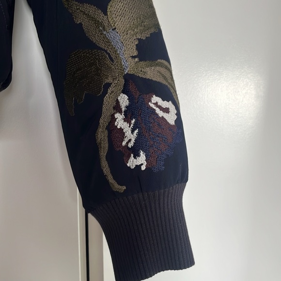 All Saints Anya Embroidered Sleeve Bomber Jacket Navy - Picture 5 of 5